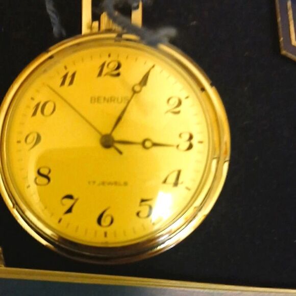 Benrus Other - Benrus Gold Pocket Watch, NWT, DISPLAY BOX AND ALL PAPERS.1980'S